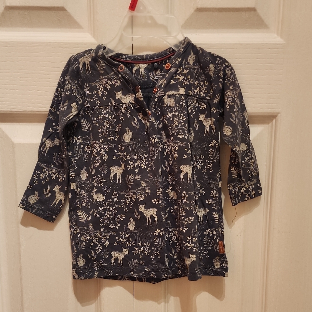 π¦ Kids Navy Blue Animal Print Shirt - Picture 1 of 4